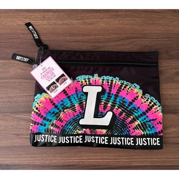 NWT Justice Girls "L" Initial Color Changing Bikini Bag - Picture 1 of 5